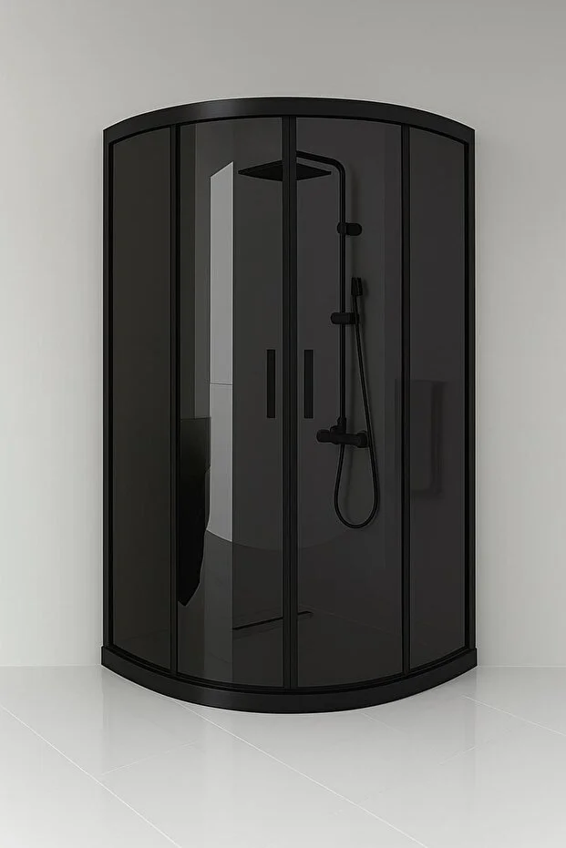 Duşakabin Oval Kapılı Füme Cam Siyah Profil Duşakabin 190 cm